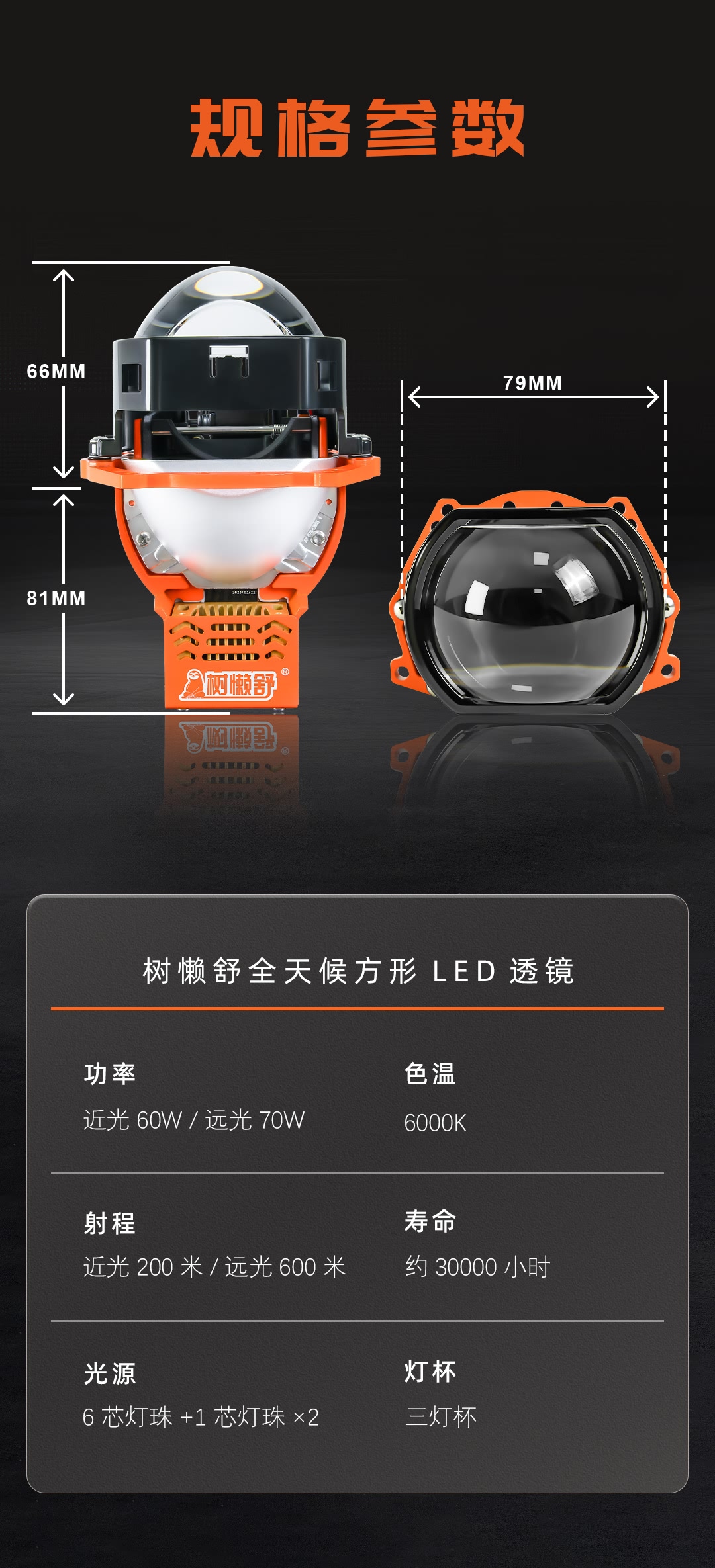 全天候方形LED透镜规格参数